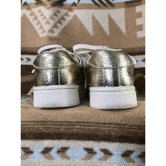 H&M Women's Lace Up Sneakers Metallic Gold Comfortable Holiday Shoes Size US 7 - Picture 10 of 12